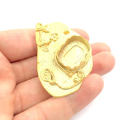 Adjustable Hammered Ring Blank, (20x15mm blank )  Gold Plated Brass G6080