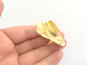 Adjustable Hammered Ring Blank, (20x15mm blank )  Gold Plated Brass G6080