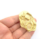 Adjustable Hammered Ring Blank, ( 18x13mm drop 12mm blank )  Gold Plated Brass G6083