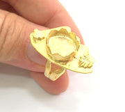 Adjustable Hammered Ring Blank, (10mm blank )  Gold Plated Brass G6081