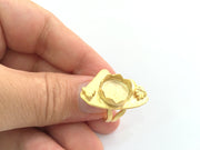 Adjustable Hammered Ring Blank, (10mm blank )  Gold Plated Brass G6081