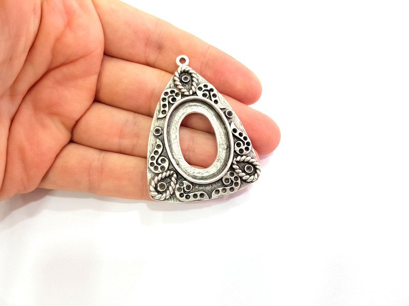 Silver Pendant Antique Silver Plated Pendant Blank , Mountings  (30x22mm  Blank)  G6090