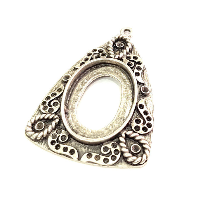 Silver Pendant Antique Silver Plated Pendant Blank , Mountings  (30x22mm  Blank)  G6090