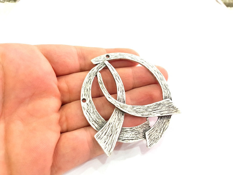 Antique Silver Plated Pendants (70mm) Antique Silver Plated Metal  G6091