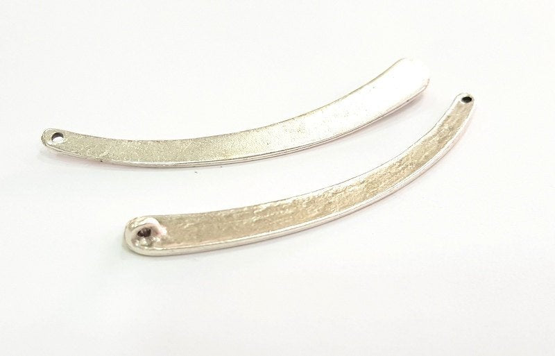 2 Pcs Antique Silver Plated Pendants (70mm) Antique Silver Plated Metal  G10698
