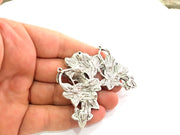 Antique Silver Plated Leaf Pendants (65x60mm) Antique Silver Plated Metal  G8632