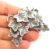 Antique Silver Plated Leaf Pendants (65x60mm) Antique Silver Plated Metal  G8632