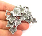 Antique Silver Plated Leaf Pendants (65x60mm) Antique Silver Plated Metal  G8632
