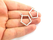 4 Pcs Antique Silver Plated Geometric Pendants (25mm) Antique Silver Plated Metal  G6099