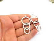 2 Silver Pendant Antique Silver Plated Hammered Pendants (55x27mm) Antique Silver Plated Metal  G8630