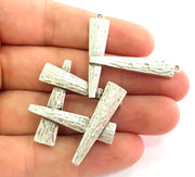 Silver Pendant Antique Silver Plated Hammered Pendants (68x44mm) Antique Silver Plated Metal  G6110