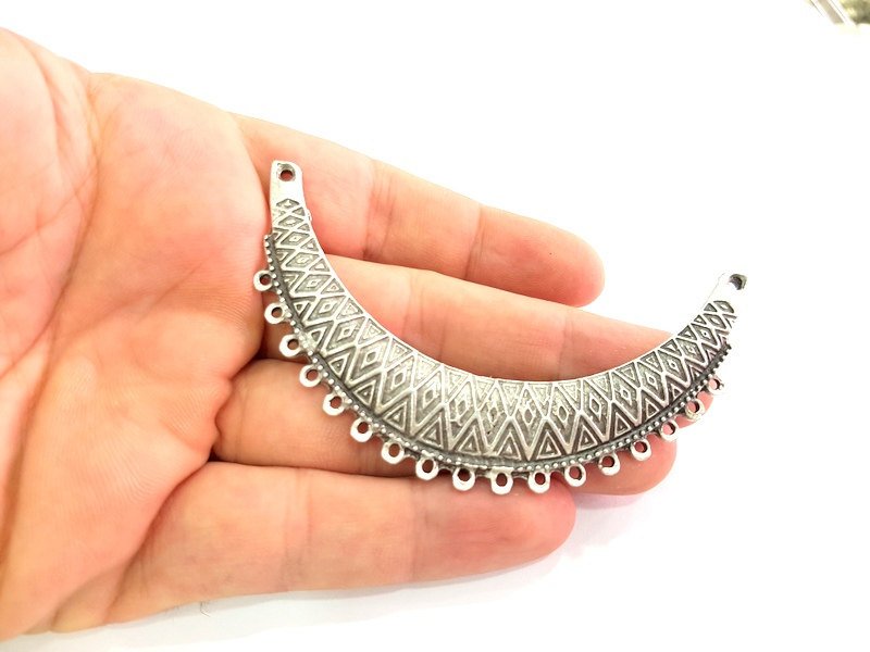 Silver Pendants Collar Pendants Antique Silver Plated Pendants (85x19mm) Antique Silver Plated Metal  G6111