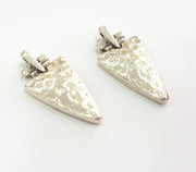 4 Silver Charm Antique Silver Plated Hammered Triangle Charms 4 Pcs (33x15mm)  G6113
