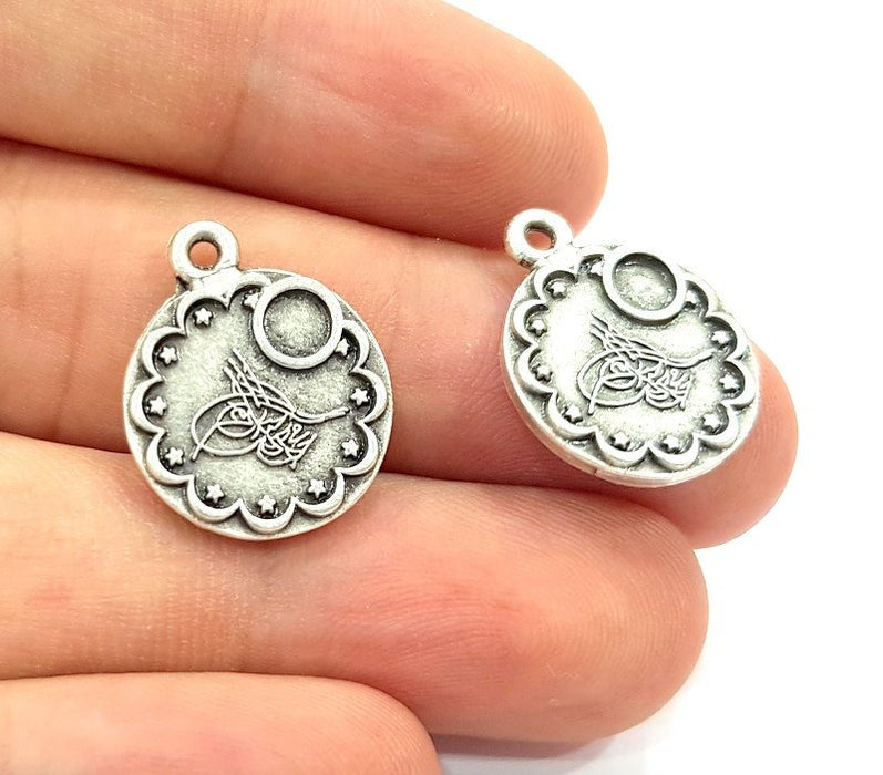 4 Pcs (33x15mm) Antique Silver Plated Ottoman Charms  G6115