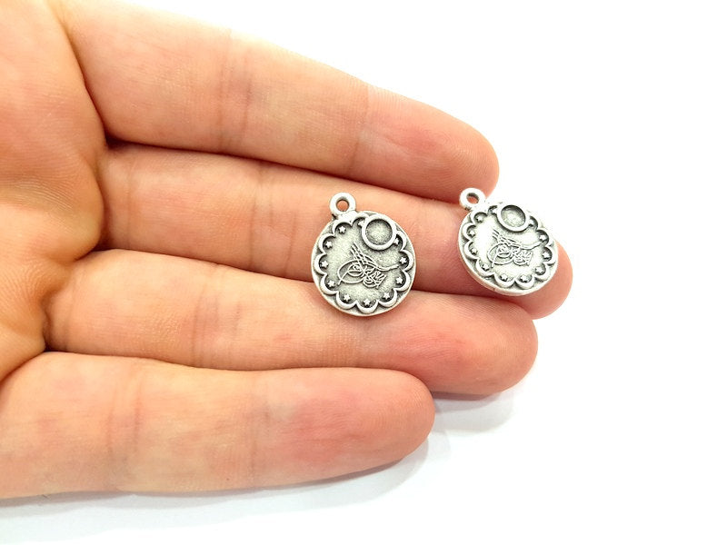 4 Pcs (33x15mm) Antique Silver Plated Ottoman Charms  G6115