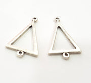 4 Pcs Antique Silver Plated Geometric Triangle Pendants (34x21mm) Antique Silver Plated Metal  G6116