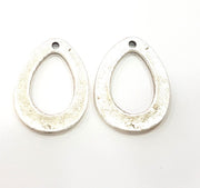 4 Drop Charms  Antique Silver Plated Charms (29x22mm) G14391