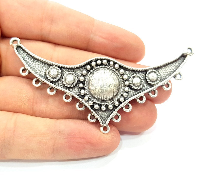 Silver Tribal Pendants Antique Silver Plated Pendants (84x33mm) Antique Silver Plated Metal  G6123