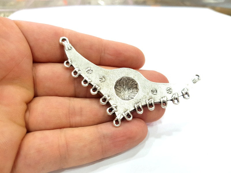 Silver Tribal Pendants Antique Silver Plated Pendants (84x33mm) Antique Silver Plated Metal  G6123