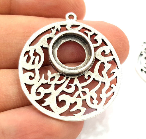 2 Pcs Antique Silver Plated Pendant Blanks (12mm Blank) Antique Silver Plated Metal  G6124