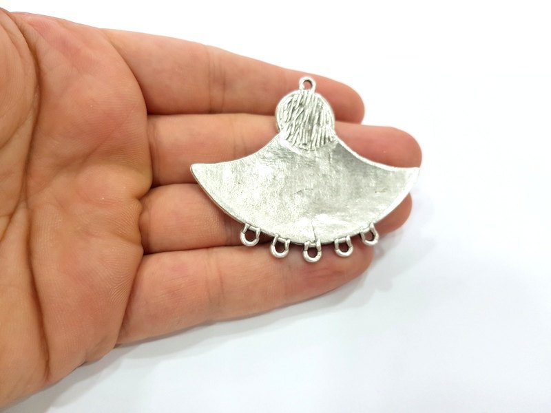 Silver Pendants Tribal Pendants Antique Silver Plated Large Pendants (63x52mm) Antique Silver Plated Metal  G6127
