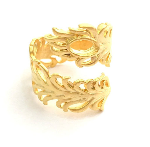 Adjustable Ring Blank, (6x3mm blank )  Gold Plated Brass G6134