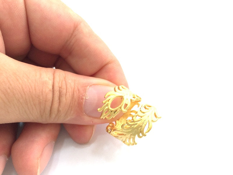 Adjustable Ring Blank, (6x3mm blank )  Gold Plated Brass G6134