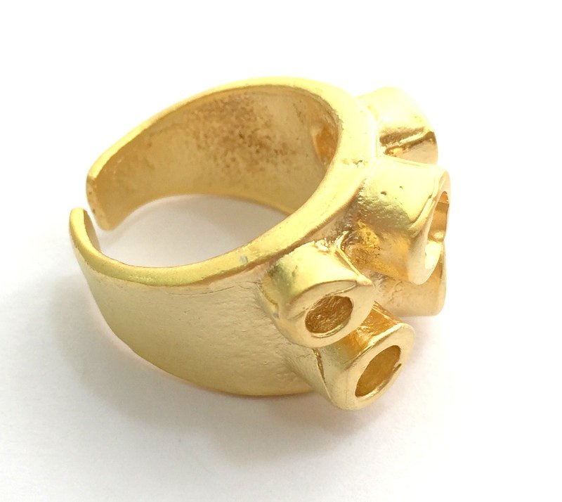 Adjustable Ring Blank, (3mm 4mm blank )  Gold Plated Brass G6136