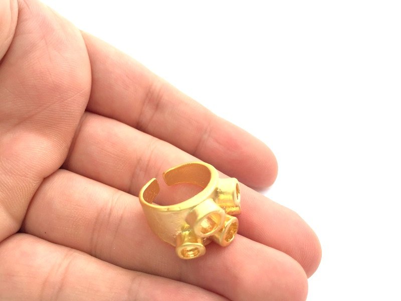 Adjustable Ring Blank, (3mm 4mm blank )  Gold Plated Brass G6136