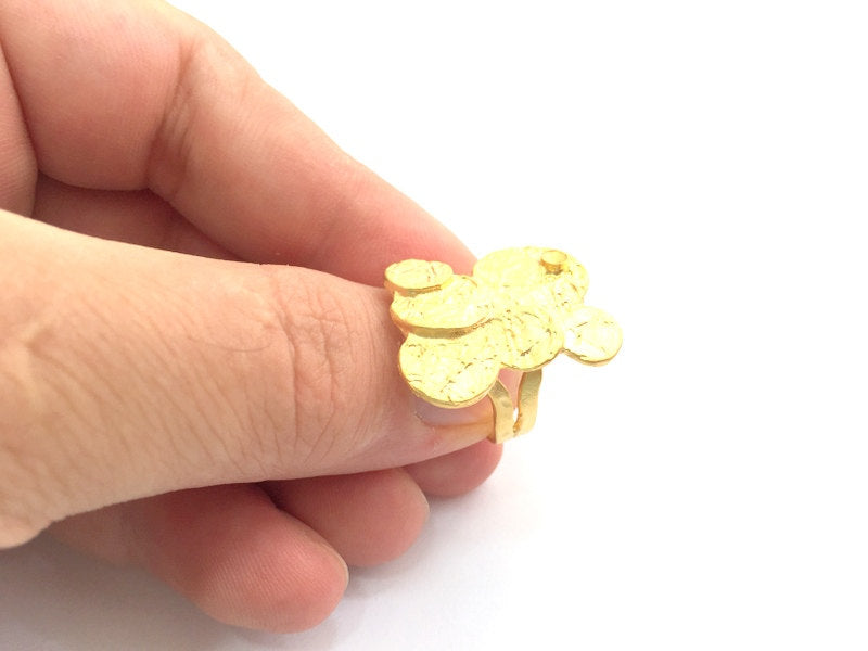 Gold Ring Blank Ring Settings Ring Bezel Base Cabochon Mountings Adjustable (3mm blank )  Gold Plated Brass G6137