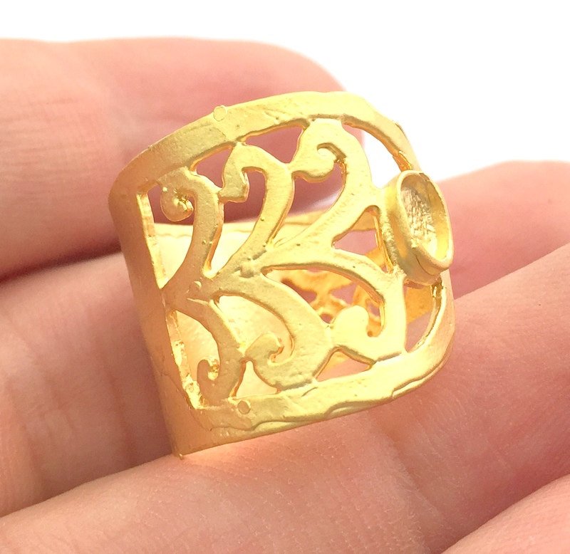 Adjustable Ring Blank, (5x3mm blank )  Gold Plated Brass G6139