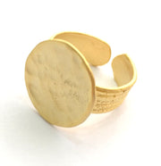 Adjustable Ring Blank, (15mm blank ) Gold Plated Brass G6143