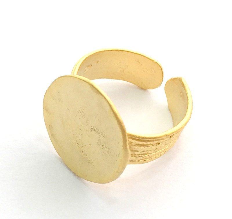 Adjustable Ring Blank, (15mm blank ) Gold Plated Brass G6143