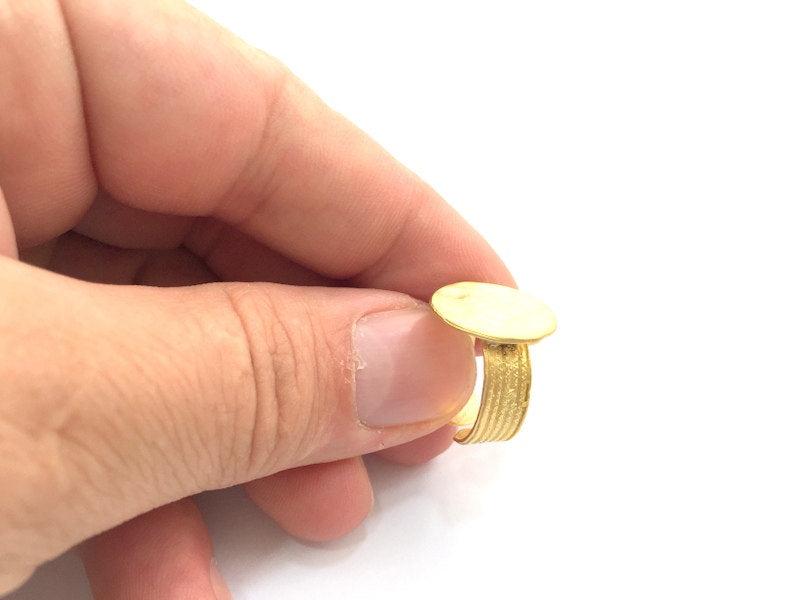 Adjustable Ring Blank, (15mm blank ) Gold Plated Brass G6143