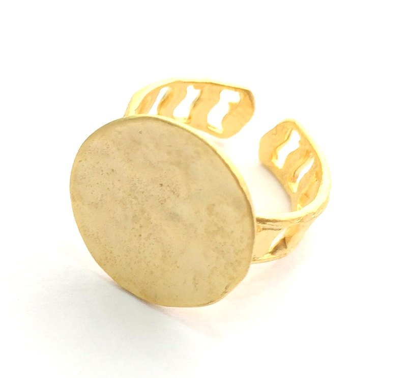 Adjustable Ring Blank, (15mm blank ) Gold Plated Brass G6145