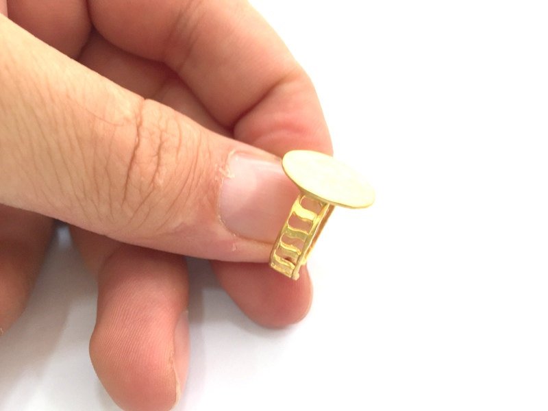 Adjustable Ring Blank, (15mm blank ) Gold Plated Brass G6145