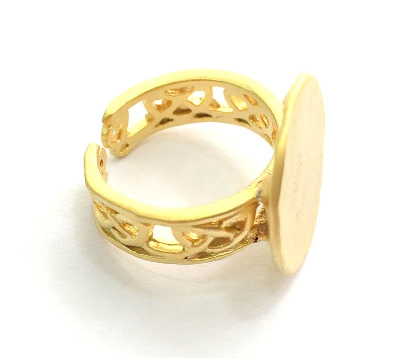 Adjustable Ring Blank, (15mm blank ) Gold Plated Brass G6147