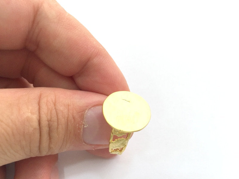 Adjustable Ring Blank, (15mm blank ) Gold Plated Brass G6148