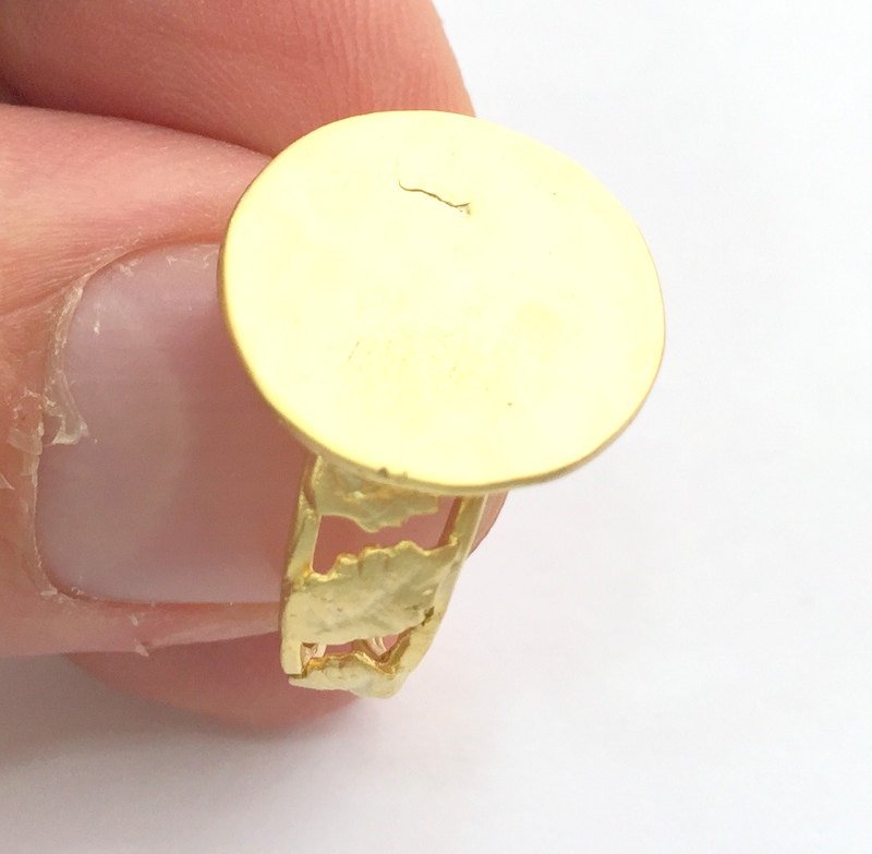 Adjustable Ring Blank, (15mm blank ) Gold Plated Brass G6148