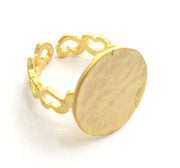 Adjustable Ring Blank, (15mm blank ) Gold Plated Brass G6149