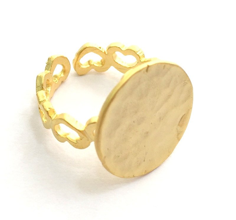 Adjustable Ring Blank, (15mm blank ) Gold Plated Brass G6149