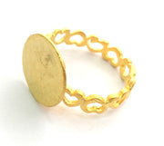 Adjustable Ring Blank, (15mm blank ) Gold Plated Brass G6151