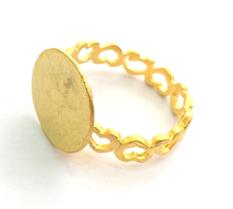 Adjustable Ring Blank, (15mm blank ) Gold Plated Brass G6151