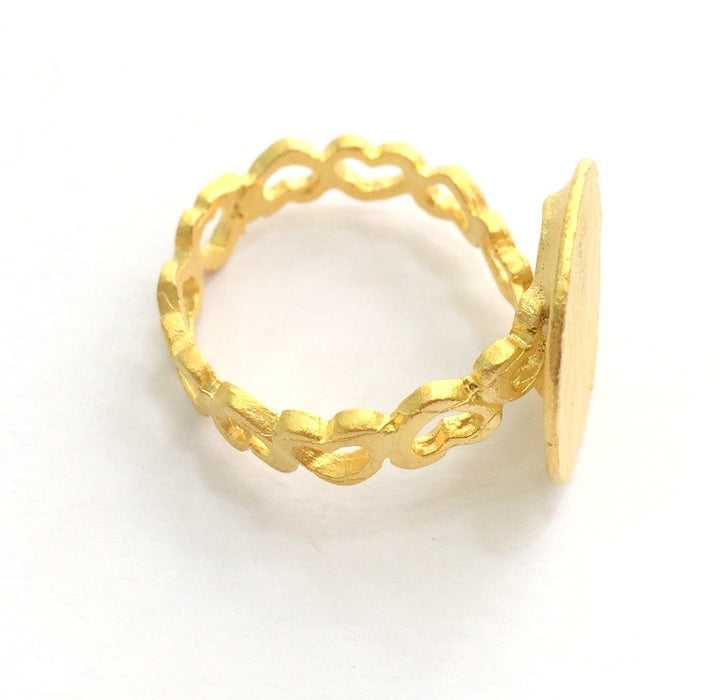 Adjustable Ring Blank, (15mm blank ) Gold Plated Brass G6151
