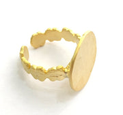 Adjustable Ring Blank, (15mm blank ) Gold Plated Brass G6152