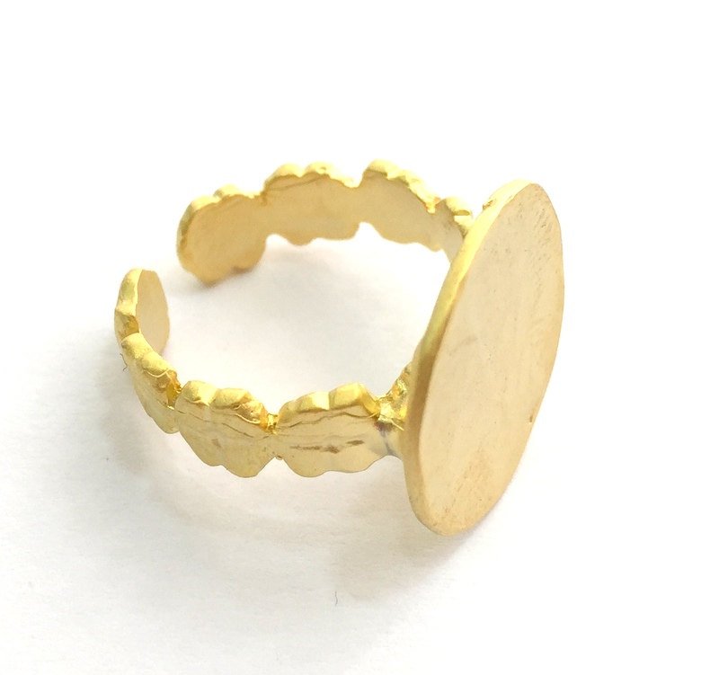 Adjustable Ring Blank, (15mm blank ) Gold Plated Brass G6152