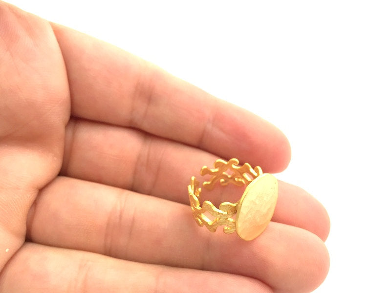 Adjustable Ring Blank, (15mm blank ) Gold Plated Brass G6153