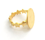 Adjustable Ring Blank, (15mm blank ) Gold Plated Brass G6154