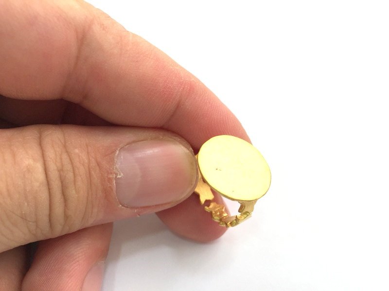 Adjustable Ring Blank, (15mm blank ) Gold Plated Brass G6154
