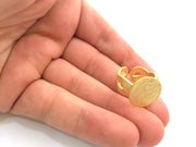 Adjustable Ring Blank, (15mm blank ) Gold Plated Brass G6155